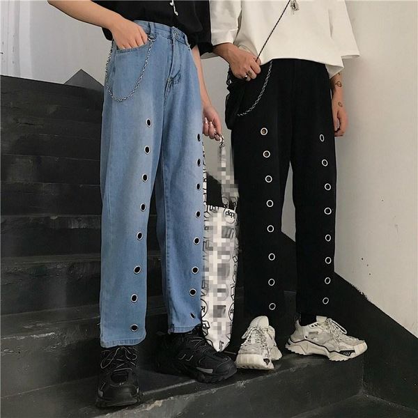 women's jeans women autumn pockets zippers wide leg demine pants straight ring causal trousers fashion harajuku washed hole, Blue
women's jeans women autumn pockets zippers wide leg demine pants straight ring causal trousers fashion harajuku washed hole, Blue