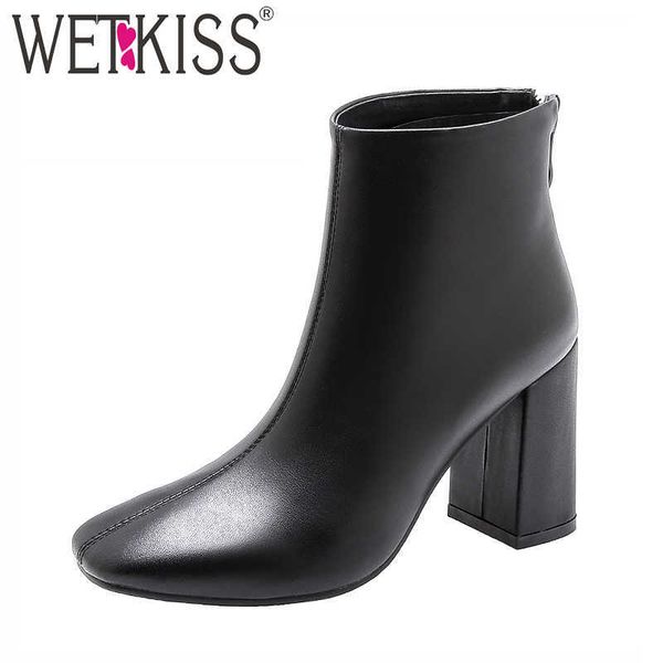wetkiss high heels thick boots women pu ankle boot female square toe shoes ladies party zip shoes winter plus size 33-45 210630, Black
wetkiss high heels thick boots women pu ankle boot female square toe shoes ladies party zip shoes winter plus size 33-45 210630, Black