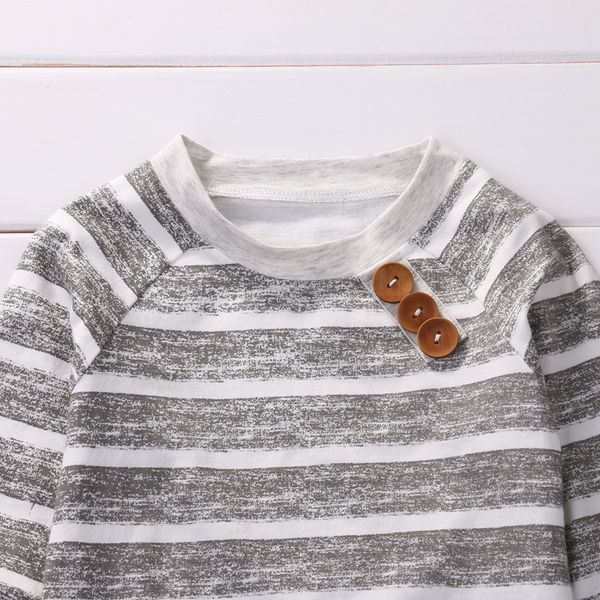 3 piece long sleeve stripe buttons decor sweatshirt triped pant with hat set for baby boy autumn clothes, White
3 piece long sleeve stripe buttons decor sweatshirt triped pant with hat set for baby boy autumn clothes, White