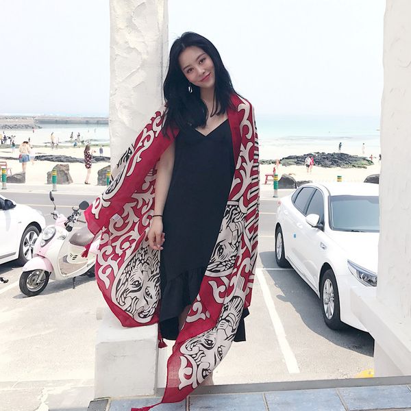 silk scarf women beach sun protection shawl scarf dual use korean version long versatile ethnic style scarf, Blue;gray
silk scarf women beach sun protection shawl scarf dual use korean version long versatile ethnic style scarf, Blue;gray