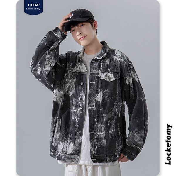 # hip hop tie dyed loose denim men's fashion street bubble printed black casual et, Black;brown
# hip hop tie dyed loose denim men's fashion street bubble printed black casual et, Black;brown