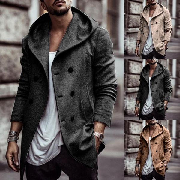 men's wool & blends 2021 style winter fashion pure color button cardigan hooded and overcoat comfortable warm woolen coat m1021, Black
men's wool & blends 2021 style winter fashion pure color button cardigan hooded and overcoat comfortable warm woolen coat m1021, Black