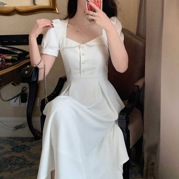 french vintage dres solid elegant slim design midi hepburn style office lady casual party korean summer 210604, Black;gray
french vintage dres solid elegant slim design midi hepburn style office lady casual party korean summer 210604, Black;gray