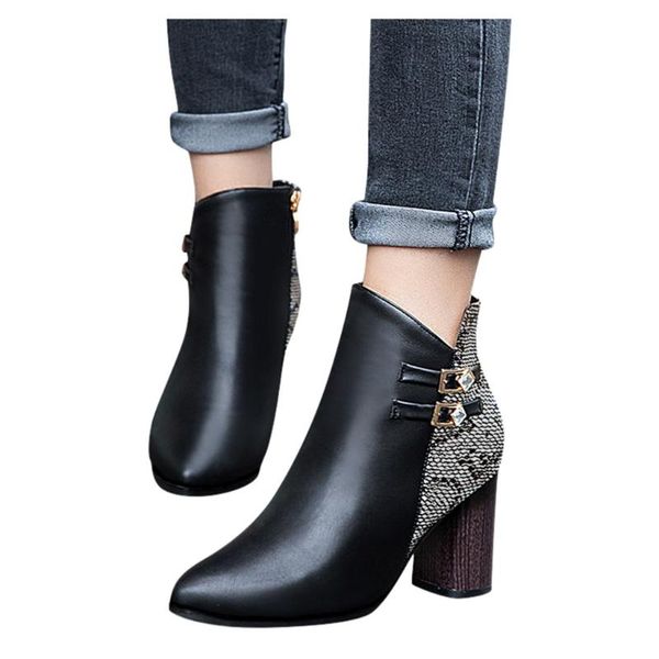 boots women ladies ankle for retro booties pointed toe solid color square root casual patchwork outdoor shoes, Black
boots women ladies ankle for retro booties pointed toe solid color square root casual patchwork outdoor shoes, Black