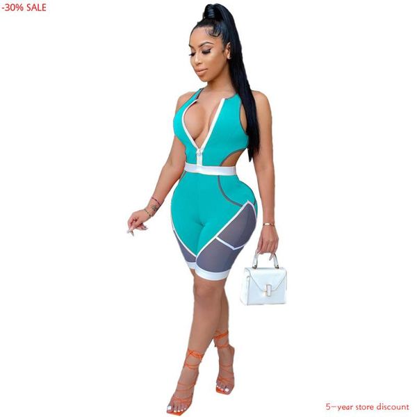 women's jumpsuits & rompers romper womens clubwear sleeveless zip up v neck shorts jumpsuit hollow out body mujer mesh patchwork bodysu, Black;white
women's jumpsuits & rompers romper womens clubwear sleeveless zip up v neck shorts jumpsuit hollow out body mujer mesh patchwork bodysu, Black;white