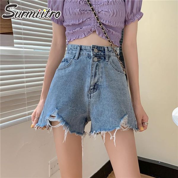 women's shorts surmiitro 2021 summer fashion blue denim women korean style ripped tsssel high waist jeans female wide leg short pants, White;black
women's shorts surmiitro 2021 summer fashion blue denim women korean style ripped tsssel high waist jeans female wide leg short pants, White;black