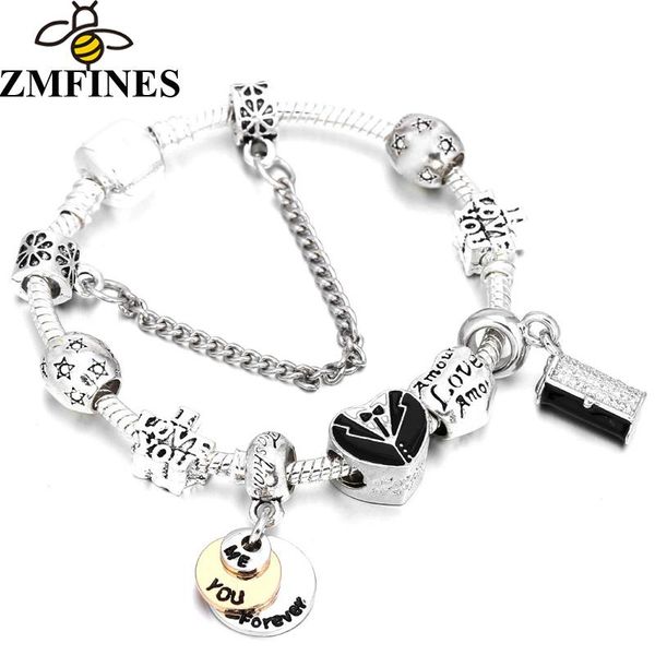 charm bracelets zmfines european style snake chain with forever you & me beads diy fashion brand bracelet for women jewelry gift, Golden;silver
charm bracelets zmfines european style snake chain with forever you & me beads diy fashion brand bracelet for women jewelry gift, Golden;silver