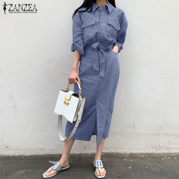 casual dresses stylish solid shirt dress women spring sundress zanzea 2021 long sleeve mid-claf vestidos female laple button robe, Black;gray
casual dresses stylish solid shirt dress women spring sundress zanzea 2021 long sleeve mid-claf vestidos female laple button robe, Black;gray