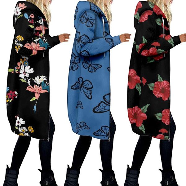 women's jackets 2021 autumn winter floral print casual women long hoodies sweatshirt coat zip up outerwear hooded jacket outwear, Black;brown
women's jackets 2021 autumn winter floral print casual women long hoodies sweatshirt coat zip up outerwear hooded jacket outwear, Black;brown