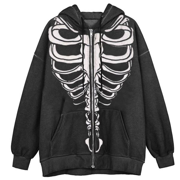 women's hoodies & sweatshirts womens skeleton zip up fashion casual solid oversized pullovers sweatshirt goth jacket pockets thicken wi, Black
women's hoodies & sweatshirts womens skeleton zip up fashion casual solid oversized pullovers sweatshirt goth jacket pockets thicken wi, Black