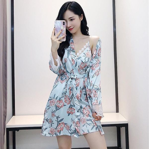 women's sleepwear women long sleeve floral print nightwear bathrobe night dress robe & gown sets lace sleep lounge pijama, Black;red
women's sleepwear women long sleeve floral print nightwear bathrobe night dress robe & gown sets lace sleep lounge pijama, Black;red