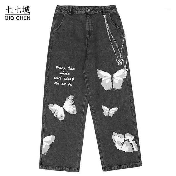 hop jeans hip men streetwear butterfly chain straight pants 2021 harajuku oversized loose joggers trousers male men's, Black
hop jeans hip men streetwear butterfly chain straight pants 2021 harajuku oversized loose joggers trousers male men's, Black