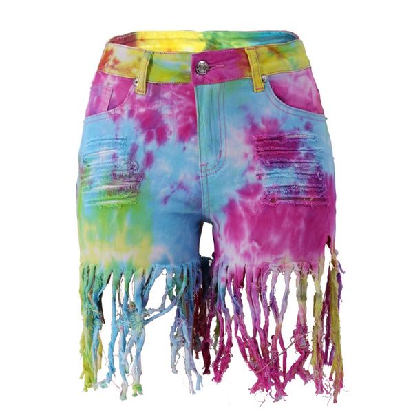 women jeans tie dye print tassel mid waist ripped jeans shorts fashion summer short denim trousers pants, Blue
women jeans tie dye print tassel mid waist ripped jeans shorts fashion summer short denim trousers pants, Blue