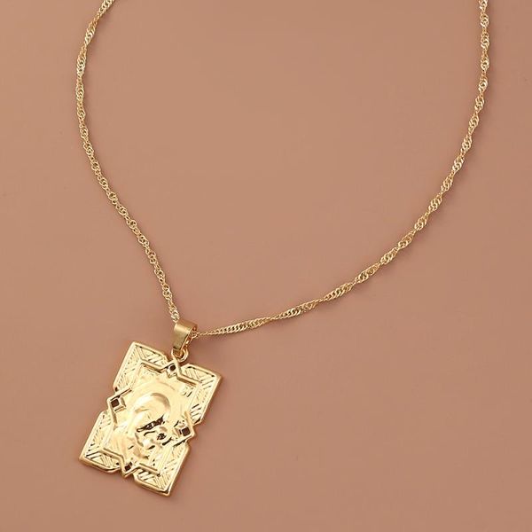 chains stainless steel metal simple square portrait coin pendant necklace women's twisted chain gold medal trend design clavicle, Silver
chains stainless steel metal simple square portrait coin pendant necklace women's twisted chain gold medal trend design clavicle, Silver
