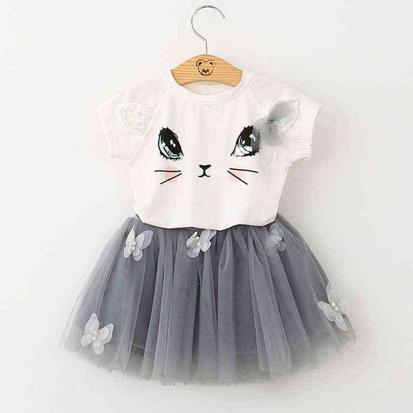 summer girls' clothing sets korean cartoon short-sleeved t-shirt+net yarn skirt 2pcs baby kids clothes set children clothing y220310, White
summer girls' clothing sets korean cartoon short-sleeved t-shirt+net yarn skirt 2pcs baby kids clothes set children clothing y220310, White