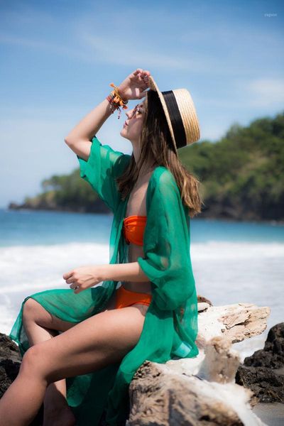 women chiffon solid beachwear swimwear bikini beach wear cover ups women's, White;black
women chiffon solid beachwear swimwear bikini beach wear cover ups women's, White;black