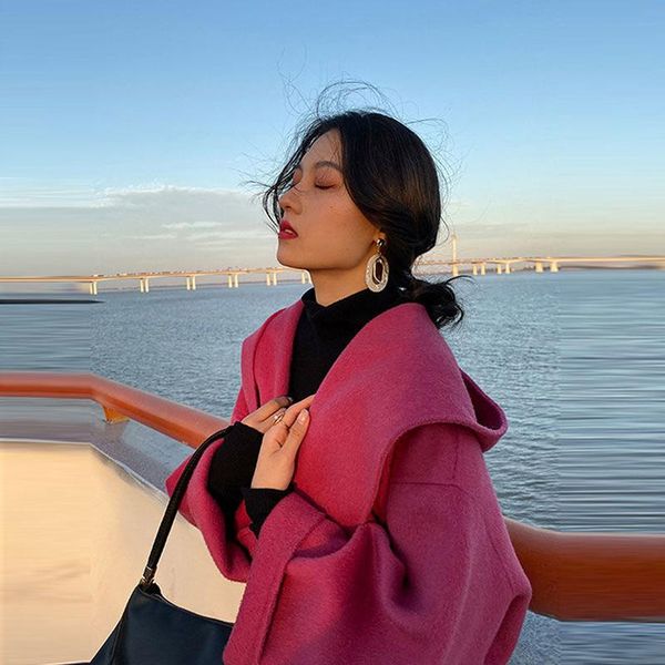women's wool & blends junelove winter women solid loose hooded woolen coats female elegant sashe pocket warm outerwears ladys oversize, Black
women's wool & blends junelove winter women solid loose hooded woolen coats female elegant sashe pocket warm outerwears ladys oversize, Black