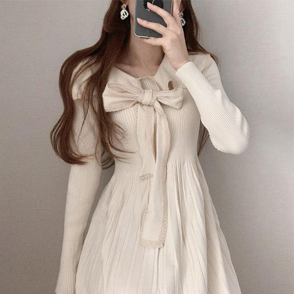 casual dresses korean chic french navy collar lace bow tie high waist knitted pleated dress long women, Black;gray
casual dresses korean chic french navy collar lace bow tie high waist knitted pleated dress long women, Black;gray
