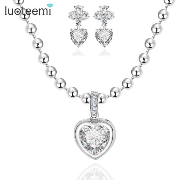earrings & necklace luoteemi fashion cubic zircon heart pendant necklaces bridal jewelry sets wedding dress accessories, Silver
earrings & necklace luoteemi fashion cubic zircon heart pendant necklaces bridal jewelry sets wedding dress accessories, Silver