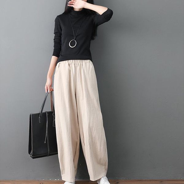 women's pants & capris 2021 spring autumn women retro cotton linen elasitc waist loose vintage solid color trousers plus size cc1040, Black;white
women's pants & capris 2021 spring autumn women retro cotton linen elasitc waist loose vintage solid color trousers plus size cc1040, Black;white