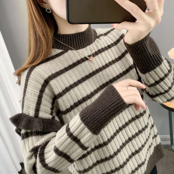 extra thick half turtleneck sweater women's loose fit new striped knit bottomed shirt for autumn and winter 2021, White;black
extra thick half turtleneck sweater women's loose fit new striped knit bottomed shirt for autumn and winter 2021, White;black