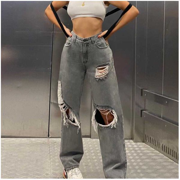 women's jeans street style spring autumn high waist new fashion hole design female casual loose simple wide leg straight pants, Blue
women's jeans street style spring autumn high waist new fashion hole design female casual loose simple wide leg straight pants, Blue