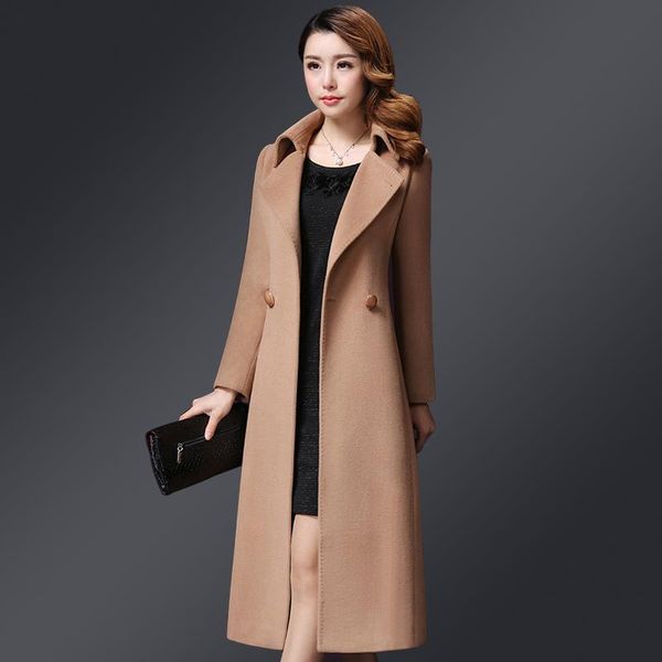 women's wool & blends 2021 elegant long cashmere overcoats autumn winter fashion turn-down collar double-breasted woolen coats women co, Black
women's wool & blends 2021 elegant long cashmere overcoats autumn winter fashion turn-down collar double-breasted woolen coats women co, Black