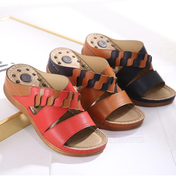 slippers sapatos femininos women sandals round head non slip massage slope heel stitching for summer tc21, Black
slippers sapatos femininos women sandals round head non slip massage slope heel stitching for summer tc21, Black