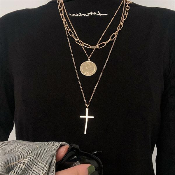 pendant necklaces fashion vintage collar multilevel gold human head coin punk chain necklace for women female 2021 cross jewelry, Silver
pendant necklaces fashion vintage collar multilevel gold human head coin punk chain necklace for women female 2021 cross jewelry, Silver