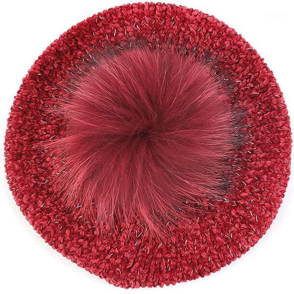 berets solid color fashion women winter chenille material elegant with raccoon fur ball pompom lady warm knitted skull hats, Blue;gray
berets solid color fashion women winter chenille material elegant with raccoon fur ball pompom lady warm knitted skull hats, Blue;gray