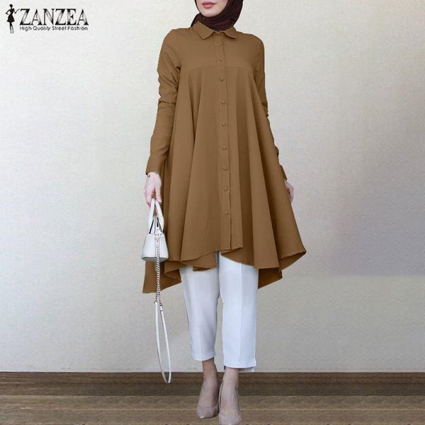 women's blouses & shirts zanzea 2021 retro asymmetrical autumn blouse casual long sleeve turkish robe female solid islam clothing, White
women's blouses & shirts zanzea 2021 retro asymmetrical autumn blouse casual long sleeve turkish robe female solid islam clothing, White
