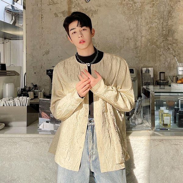 men's casual shirts 2021 spring summer loose collarless pleated vintage fashion long sleeve shirt men style coat for women, White;black
men's casual shirts 2021 spring summer loose collarless pleated vintage fashion long sleeve shirt men style coat for women, White;black