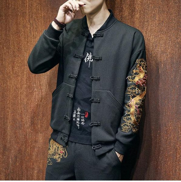 men's jackets chinese dragon embroidered cotton material jacket large size casual stand collar buckle coat, Black;brown
men's jackets chinese dragon embroidered cotton material jacket large size casual stand collar buckle coat, Black;brown