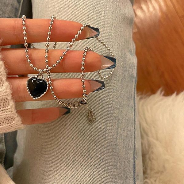 chains european and american hip-hop black love pendant clavicle necklace simple temperament accessories female jewelry, Silver
chains european and american hip-hop black love pendant clavicle necklace simple temperament accessories female jewelry, Silver