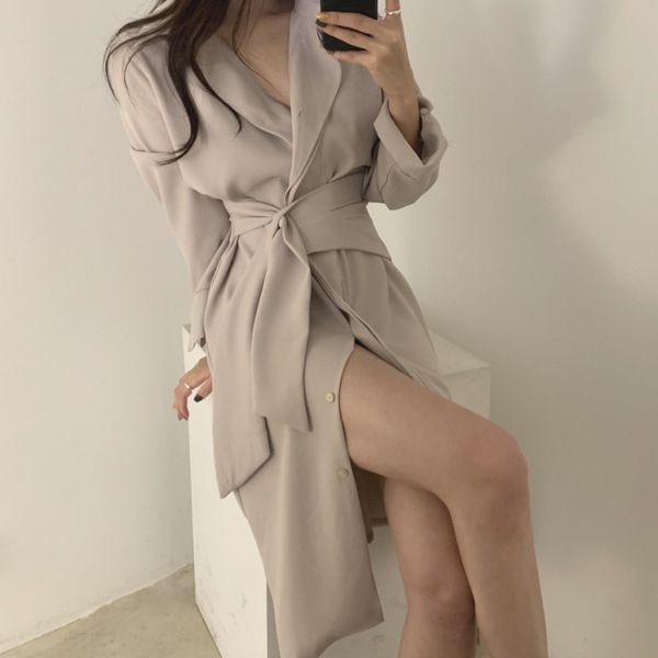 2021 new korean lady robe ete femme fall french elegant waist bandage long women office work wear vestidos jurken 1d7a, Black;gray
2021 new korean lady robe ete femme fall french elegant waist bandage long women office work wear vestidos jurken 1d7a, Black;gray