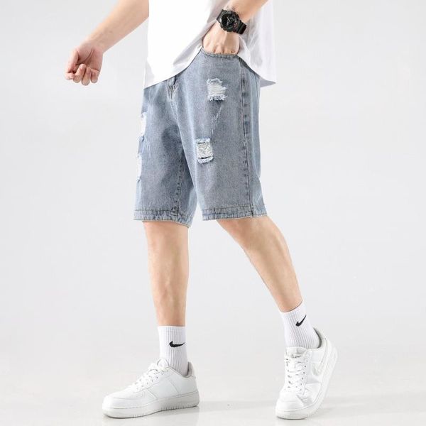 men's shorts summer loose straight ripped denim size 28-36 light blue hole jeans short male brand, White;black
men's shorts summer loose straight ripped denim size 28-36 light blue hole jeans short male brand, White;black