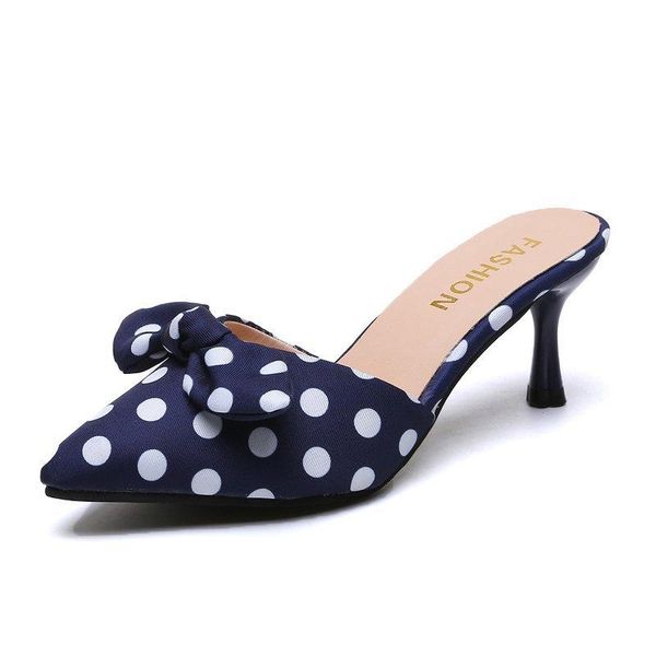 slippers 2021 korean fashion stiletto heel pointed female bow knot baotou wave point simple sandals, Black
slippers 2021 korean fashion stiletto heel pointed female bow knot baotou wave point simple sandals, Black