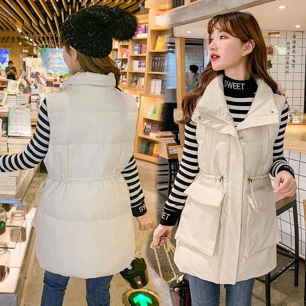 women's vests 2021 autumn winter vest women waistcoat female sleeveless jacket stand collar warm long coat colete feminino, Black;white
women's vests 2021 autumn winter vest women waistcoat female sleeveless jacket stand collar warm long coat colete feminino, Black;white