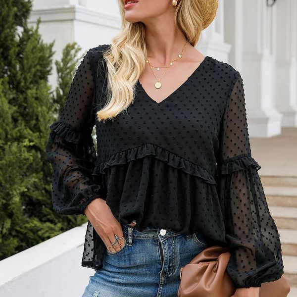 women's blouses & shirts women autumn v-neck ruffes long lantern sleeve 2021 solid color loose casual female fashion blou, White
women's blouses & shirts women autumn v-neck ruffes long lantern sleeve 2021 solid color loose casual female fashion blou, White