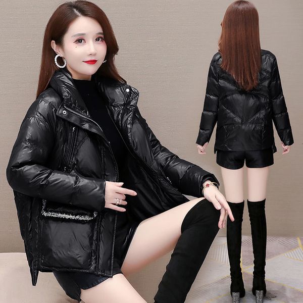 female winter coat thick warm short oversized loose jacket white duck down woman y40 2avw, Black
female winter coat thick warm short oversized loose jacket white duck down woman y40 2avw, Black