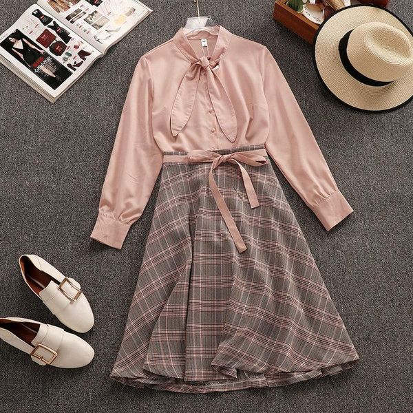 two piece dress nice tide spring fashion women's bowknot long sleeve pink shirt plaid skirt two-piece girls suits a2, White
two piece dress nice tide spring fashion women's bowknot long sleeve pink shirt plaid skirt two-piece girls suits a2, White
