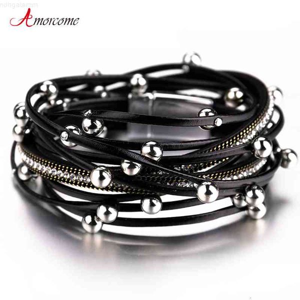 amorcome multilayer leather for women trendy design 4 colors beads charm double wrap bracelets & bangles jewelry, Red;brown
amorcome multilayer leather for women trendy design 4 colors beads charm double wrap bracelets & bangles jewelry, Red;brown
