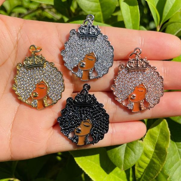 charms 5pcs cz pave enamel afro black queen charm pendant for women bracelet necklace making bling jewelry accessories wholesale, Bronze;silver
charms 5pcs cz pave enamel afro black queen charm pendant for women bracelet necklace making bling jewelry accessories wholesale, Bronze;silver