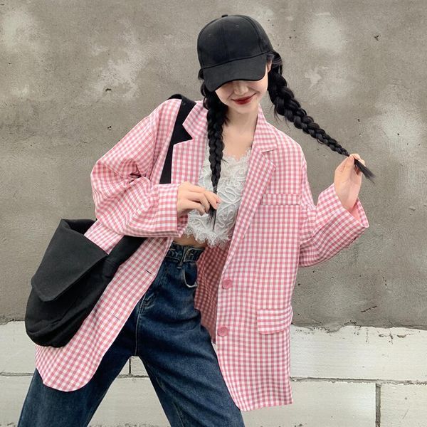 women's suits & blazers pink plaid suit coat 2021 spring autumn net red fried street small casual top, White;black
women's suits & blazers pink plaid suit coat 2021 spring autumn net red fried street small casual top, White;black