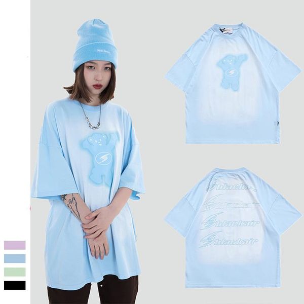 men's t-shirts spring and summer men's retro printing bottoming short-sleeved shirt bear american t-shirt for men women, White;black
men's t-shirts spring and summer men's retro printing bottoming short-sleeved shirt bear american t-shirt for men women, White;black
