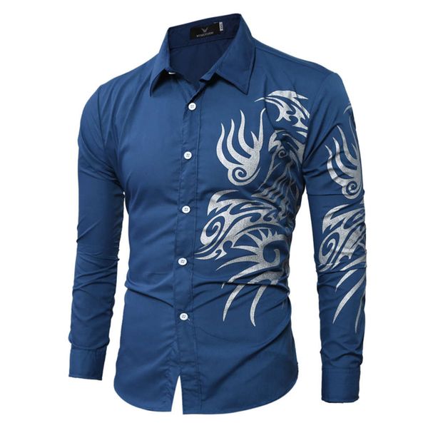 new men's dragon print shirt 9111, White;black