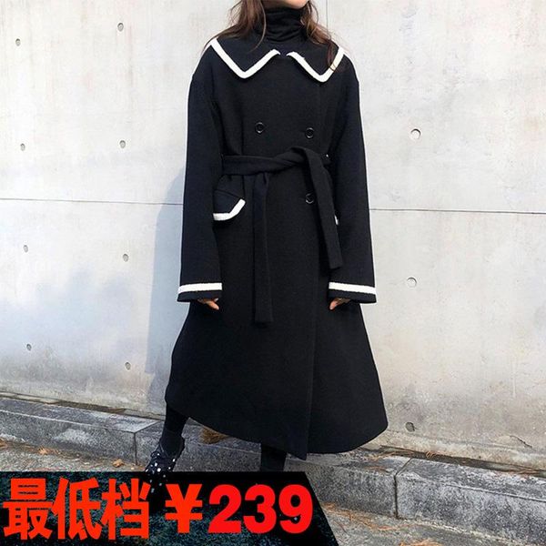 women's wool & blends winter french small sweet wind restoring ancient ways long cloth coat black color belt female doll collar lapel 
women's wool & blends winter french small sweet wind restoring ancient ways long cloth coat black color belt female doll collar lapel