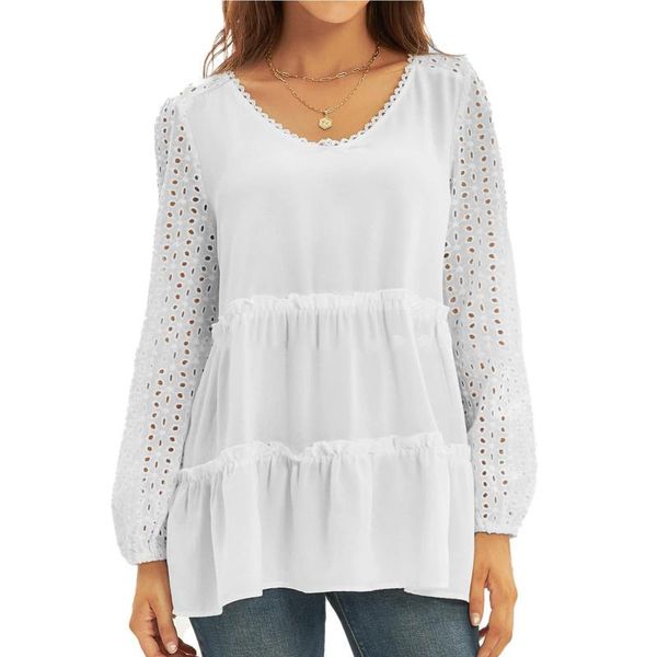women's blouses & shirts and solid womens hollow out long sleeve fashion autumn blouse lantern-sleeve elegant round collar ruffle shirt, White
women's blouses & shirts and solid womens hollow out long sleeve fashion autumn blouse lantern-sleeve elegant round collar ruffle shirt, White