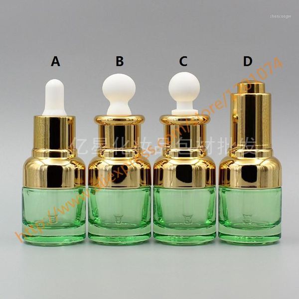 20ml light green glass essential oil bottle with shiny gold dropper lid or press cover.oil vial.cosmetic container
20ml light green glass essential oil bottle with shiny gold dropper lid or press cover.oil vial.cosmetic container