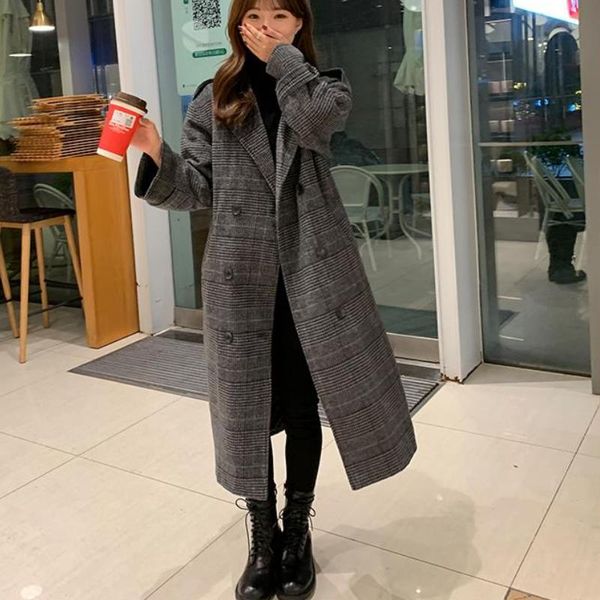 women's wool & blends women stylish elegant notched collar double breasted trench coat autumn winter loose long jacket female casual ou, Black
women's wool & blends women stylish elegant notched collar double breasted trench coat autumn winter loose long jacket female casual ou, Black